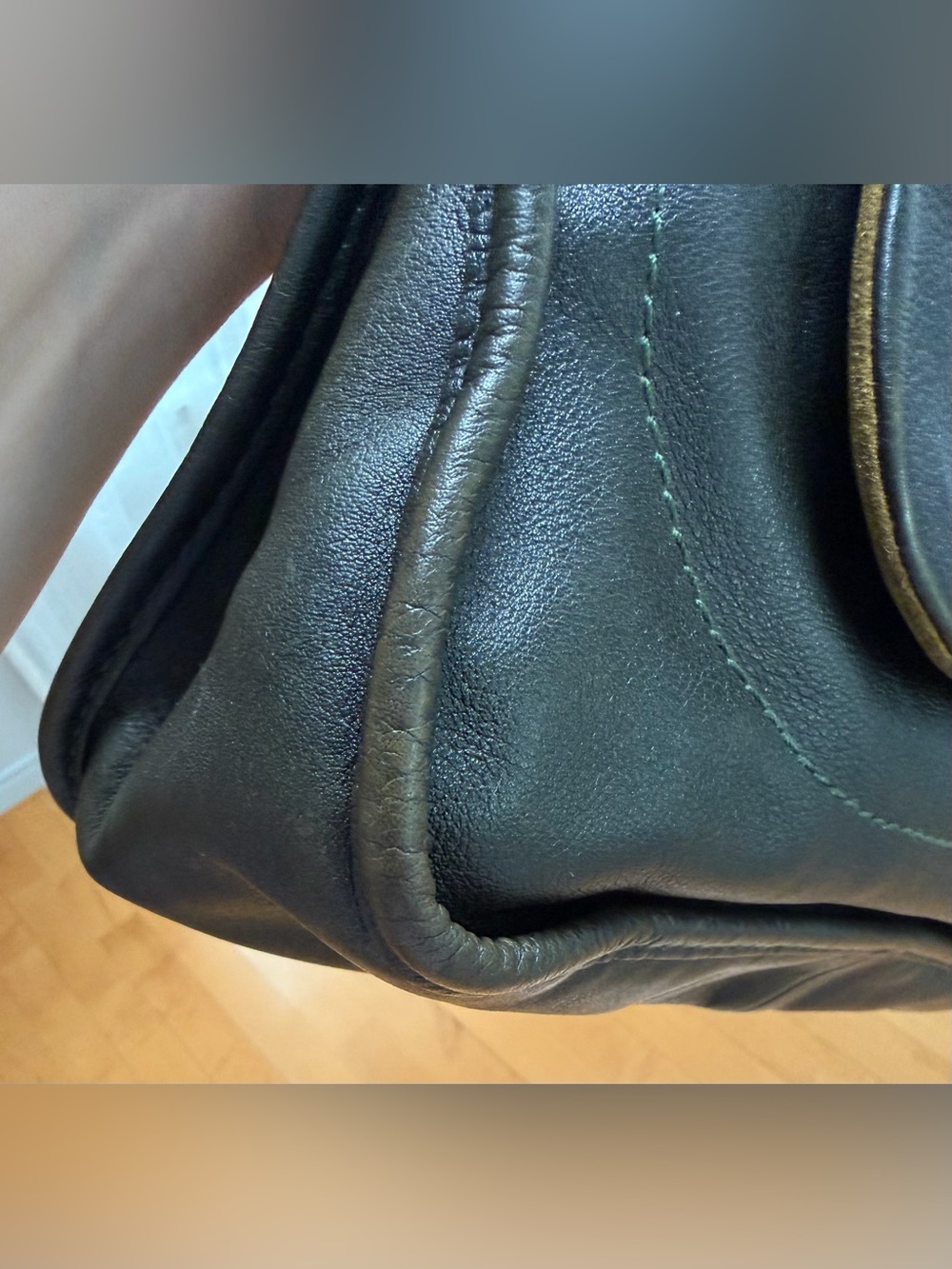 LONGCHAMP DARK GREEN BALZANE LEATHER BAG - Picture 10 of 15